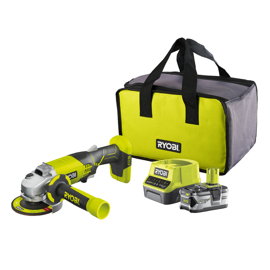 RYOBI 18 V Akku-Winkelschleifer, R18AG-140S, inkl. 4,0 Ah Akku und Ladegerät, (B-Ware)