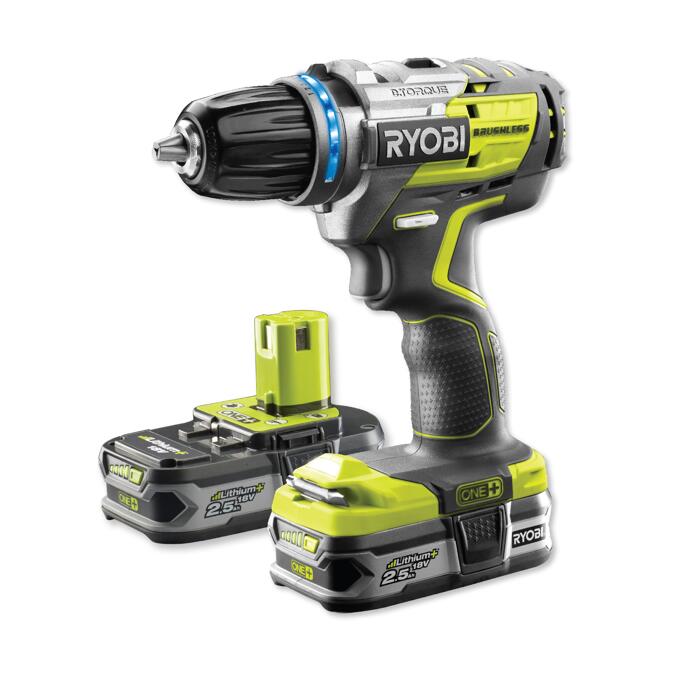 RYOBI Brushless Akku-Bohrschrauber 18 V, R18DDBL-225B, inkl. Koffer mit 2 Akkus und Ladegerät (B-Ware)