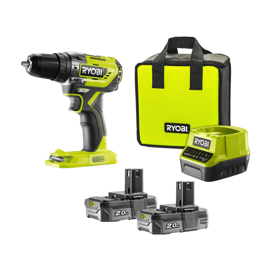 RYOBI 18 V Brushless Akku-Schlagbohrschrauber,R18PD5-220S, inkl. 2 x 2,0 Ah Akku und Ladegerät, (B-Ware)