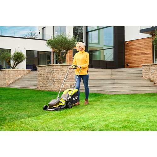 RYOBI 18 V ONE+ Hybrid-Rasenmäher, RY18LMH37A-225, inkl. 2 x 2,5 Ah Akku und Ladegerät