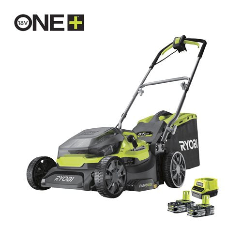 RYOBI 18 V ONE+ Hybrid-Rasenmäher, RY18LMH37A-225, inkl. 2 x 2,5 Ah Akku und Ladegerät